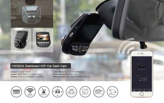 WiFi Dashboard Cam Hidden Installation 170 Wide Angle